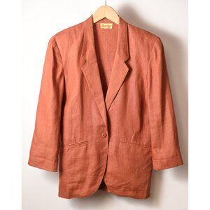 Vintage FINITY Women's Rust Color Blazer Jacket Lined Size 4 100% Linen